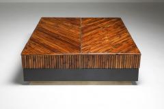 Ferdinando Loffredo Bamboo Black Lacquer and Brass Coffee Table Italy 1970s - 1691754