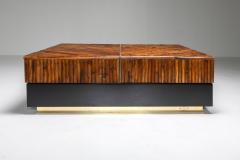 Ferdinando Loffredo Bamboo Black Lacquer and Brass Coffee Table Italy 1970s - 1691763