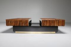 Ferdinando Loffredo Bamboo Black Lacquer and Brass Coffee Table Italy 1970s - 1691770