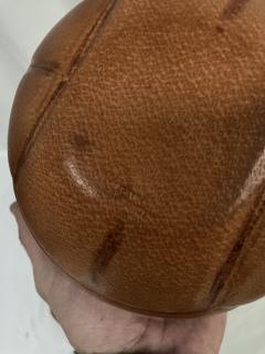 Fernand Longchamp 1950s Stitched leather on ceramic hand ball decorative boxe - 3923657