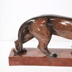 Fernand Vago Weiss Art Deco Ceramic Stippled Black Crimson Glaze Panther signed Vago Weiss - 3276260