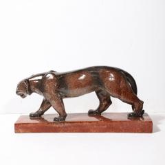 Fernand Vago Weiss Art Deco Ceramic Stippled Black Crimson Glaze Panther signed Vago Weiss - 3276366