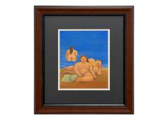 Fernando Botero Fernando Botero Watercolor Painting Man Women at the Beach Signed Framed - 3394865