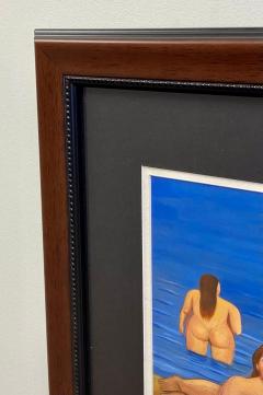 Fernando Botero Fernando Botero Watercolor Painting Man Women at the Beach Signed Framed - 3394869