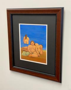 Fernando Botero Fernando Botero Watercolor Painting Man Women at the Beach Signed Framed - 3394870