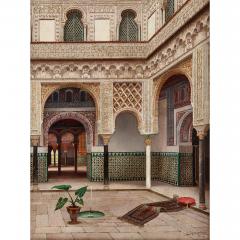 Fernando Liger Hidalgo Orientalist oil painting of the Alc zar of Seville by Hidalgo - 3268979