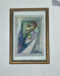 Fernando Luis Dominguez Fernando Luis Cuban American Abstract Mixed Media Drawing on Paper Obispo 2  - 3626585
