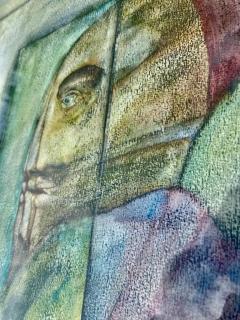 Fernando Luis Dominguez Fernando Luis Cuban American Abstract Mixed Media Drawing on Paper Obispo 2  - 3626588