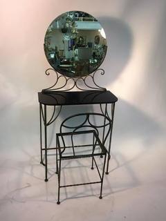 Ferro Brandt Beautiful Art Deco Wrought Iron Vanity and Chair by Ferro Brandt - 452629