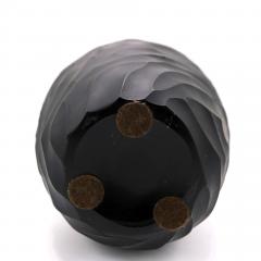 Ferro Italian Murano Art Glass Black Vase Italy 1990 - 4584806