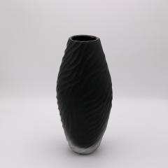Ferro Italian Murano Art Glass Black Vase Italy 1990 - 4584995