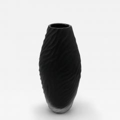 Ferro Italian Murano Art Glass Black Vase Italy 1990 - 4584996