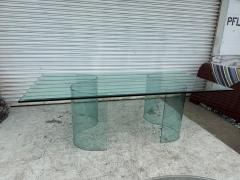 Fiam Fiam Italia Large Glass Dining Conference Table w 2 Wave Shaped Glass Bases - 4190430