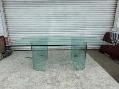 Fiam Fiam Italia Large Glass Dining Conference Table w 2 Wave Shaped Glass Bases - 4190431