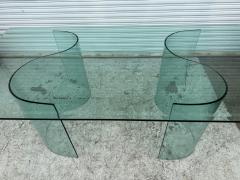 Fiam Fiam Italia Large Glass Dining Conference Table w 2 Wave Shaped Glass Bases - 4190467