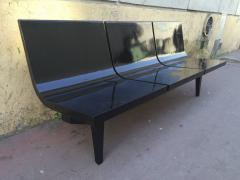 Fifties Black Layered Wood Bench or Couch - 614798