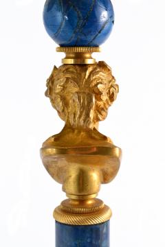 Figural Candlesticks Gilt Bronze Ormolu Lapis Lazuli 19th 20th C  - 1326289