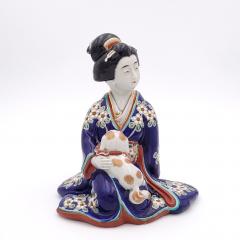 Figure of Geisha Holding a Puppy Japan circa 1920 - 3045482