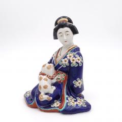 Figure of Geisha Holding a Puppy Japan circa 1920 - 3045483