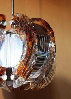 Fine 1970s Glass and Chrome Murano Chandelier - 4488526