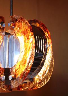 Fine 1970s Glass and Chrome Murano Chandelier - 4488528