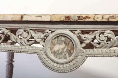 Fine 19th French Century Ivory Painted Center Table with a Marble Top - 2587624