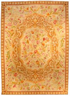 Fine Antique Botanic Orange Needlework Carpet - 2461073