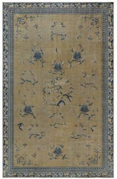 Fine Antique Chinese Golden Yellow Handwoven Wool Rug - 2451220