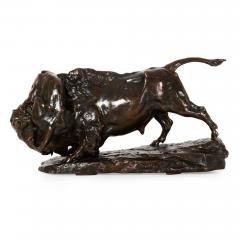 Fine Antique French Bronze Sculpture of Bison and Jaguar by Georges Gardet - 4434107
