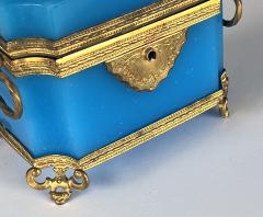 Fine Antique French Cerulean Blue Opaline Glass Perfume Casket - 3839958