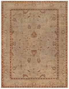 Fine Antique Indian Amritsar Beige Botanic Handmade Wool Rug - 2461289