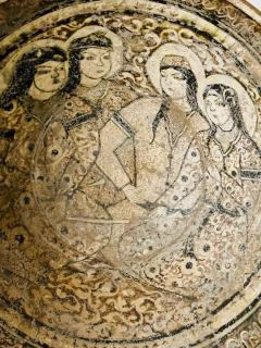 Fine Antique Middel Eastern Ceramic Bowl with Figurative Decoration Kashan Ware - 4599262