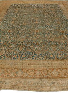 Fine Antique Persian Khorassan Botanic Brown Green Handmade Wool Rug - 2465311