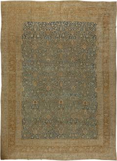Fine Antique Persian Khorassan Botanic Brown Green Handmade Wool Rug - 2465315