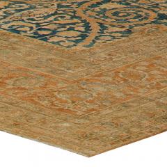 Fine Antique Persian Khorassan Botanic Brown Green Handmade Wool Rug - 2465320