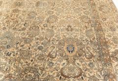 Fine Antique Persian Kirman Beige Blue Brown Handmade Wool Rug - 2454336