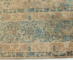 Fine Antique Persian Kirman Beige Blue Green Handmade Wool Rug - 2465155