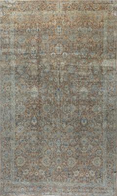 Fine Antique Persian Kirman Brown Blue Handmade Wool Carpet - 2446879