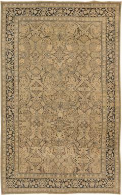 Fine Antique Persian Meshad Botanic Yellow Hand Knotted Wool Rug - 2461822