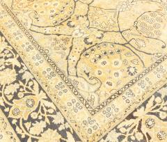 Fine Antique Persian Meshad Botanic Yellow Hand Knotted Wool Rug - 2461825