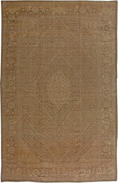 Fine Antique Persian Tabriz Brown Handmade Wool Carpet - 2453406