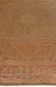 Fine Antique Persian Tabriz Brown Handmade Wool Carpet - 2453407
