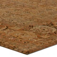 Fine Antique Persian Tabriz Brown Handmade Wool Carpet - 2453410