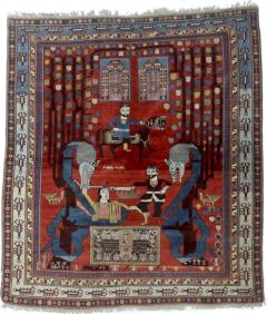 Fine Antique Shirvan unusual pictorial design Rug 4 11 x 5 7  - 4318917