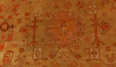 Fine Antique Turkish Oushak Beige Gold Green Orange Rug Size Adjusted  - 2450565
