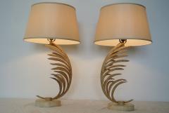 Fine Art Lamp Co Rare Mid Century Pair Iron Palm Frond Fine Art Lamp Co Lamps circa 1985 - 570614