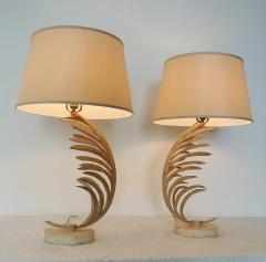 Fine Art Lamp Co Rare Mid Century Pair Iron Palm Frond Fine Art Lamp Co Lamps circa 1985 - 570615