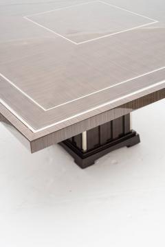 Fine Bespoke Dining Room Table Veneer Wood Top and Base with Chrome Inserts - 632776