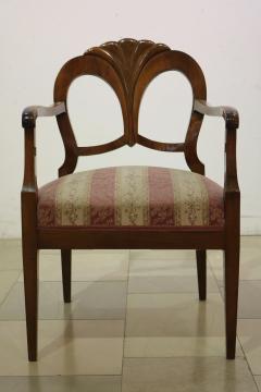 Fine Biedermeier Walnut Armchairs Vienna c 1825 30  - 3480310