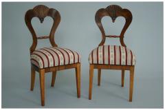 Fine Biedermeier Walnut Side Chairs Vienna c 1825  - 3534884
